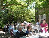 Buffet provencal à l'ombre des platanes offert par les Etablissements Meilland